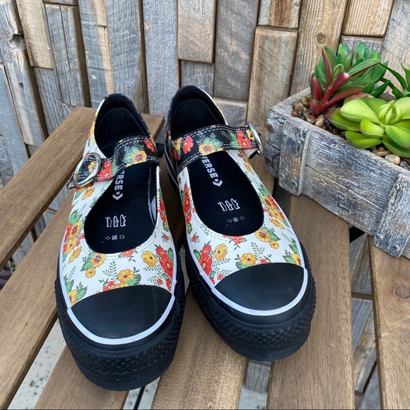 converse mary jane floral shoes